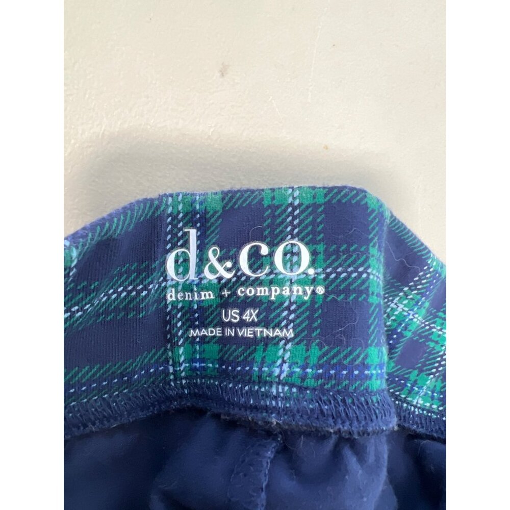 Denim and Co Regular Any Day Printed Duo Stretch Ankle Pant Size 4X Navy Plaid - Picture 4 of 7